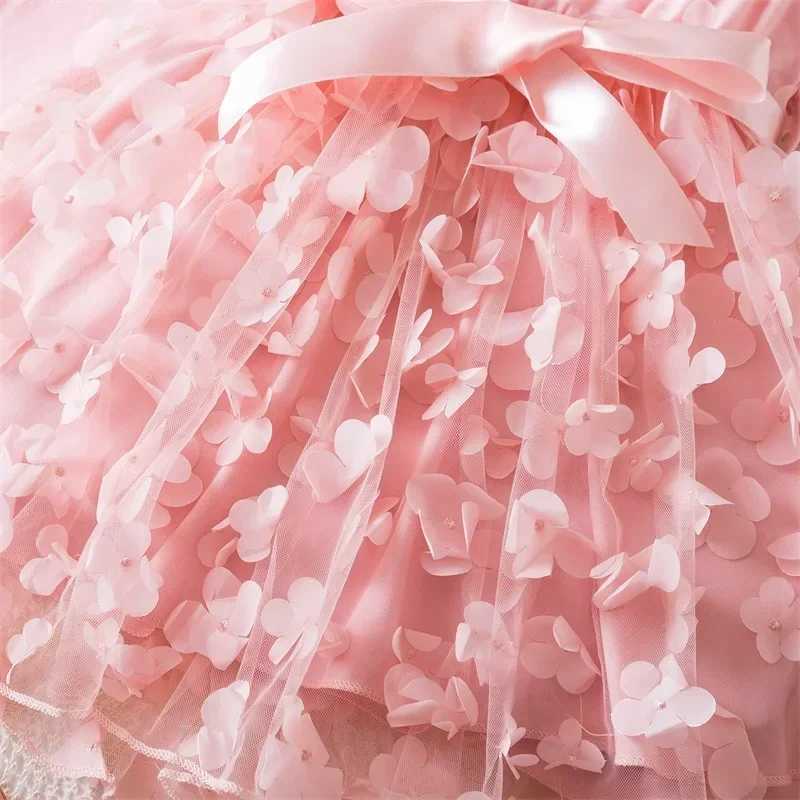 Childrens clothing girls new autumn long sleeved childrens casual clothing 3D butterfly dress birthday wedding princess dress 2-6 years W240823