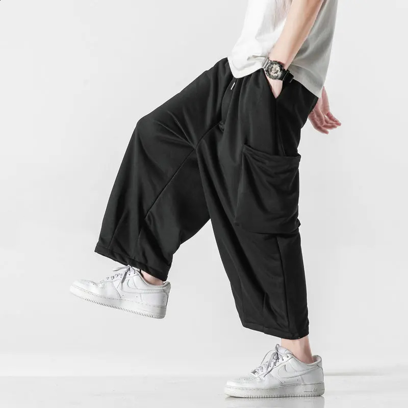 Mens Harem Pants Solid Color Baggy Man Trousers Harajuku Style Streetwear Casual Men Big Sizes Male 2023 Fashion 240822