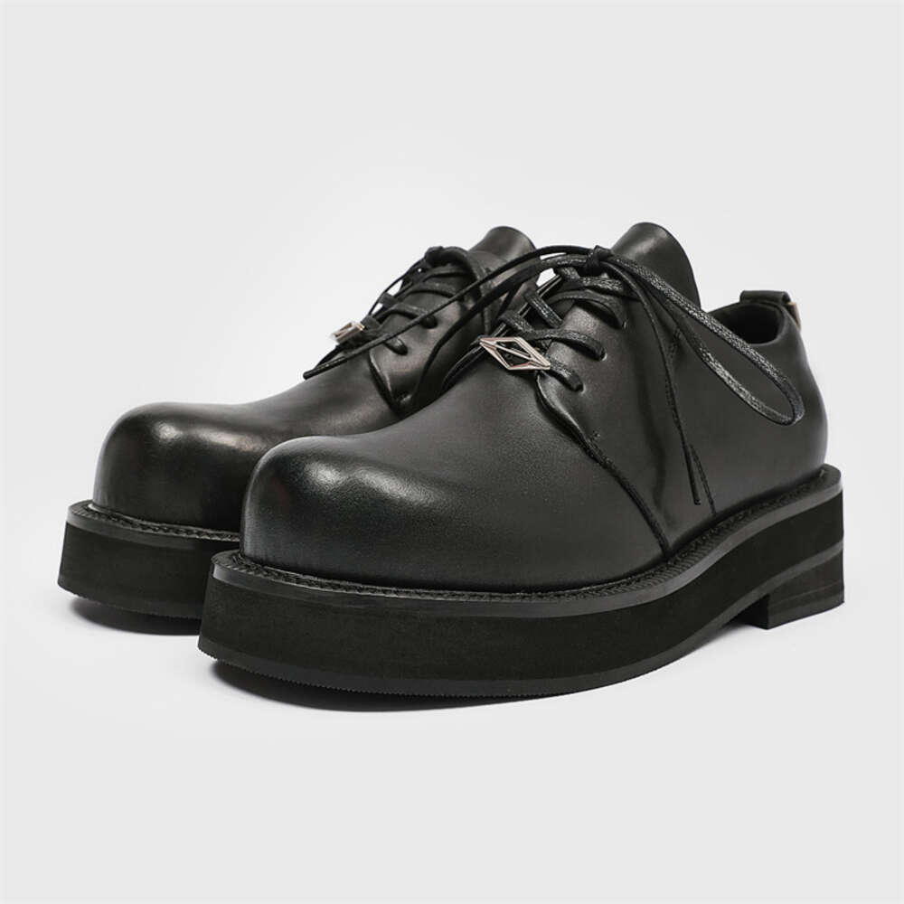 Ddmysports Spring New Genuine Derby Thick Sole Eightening British Style Small Leather Versatile Korean Edition Student Casual Shoes OUTDOOR