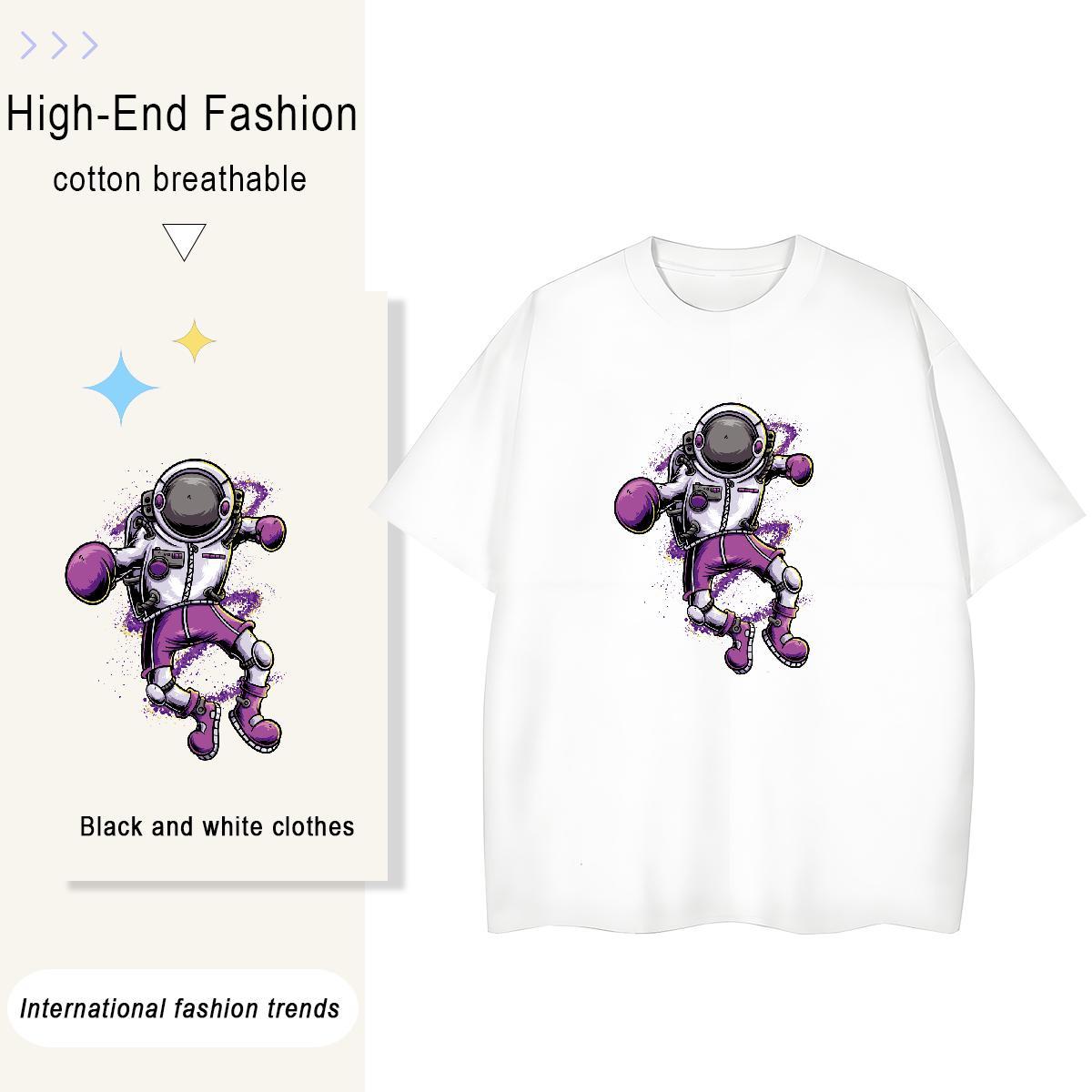 High quality Unisex Tshirts 230g Pure Cotton cosmonaut Beach T-Shirts Breathable Crew Neck Anime Oversized Tops Tees