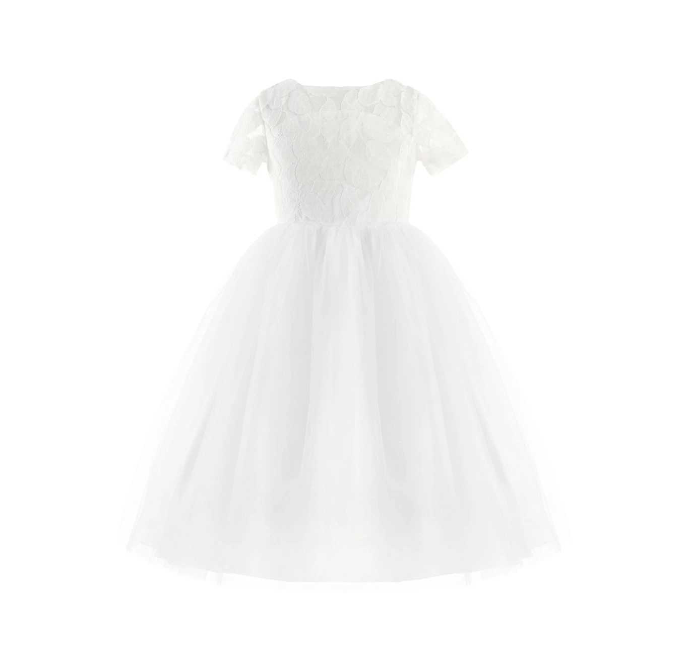 Childrens White Flower Girl Princess Dress Pageant Wedding Maid Birthday Party Dress Formal First Exchange Ball Dress W240823