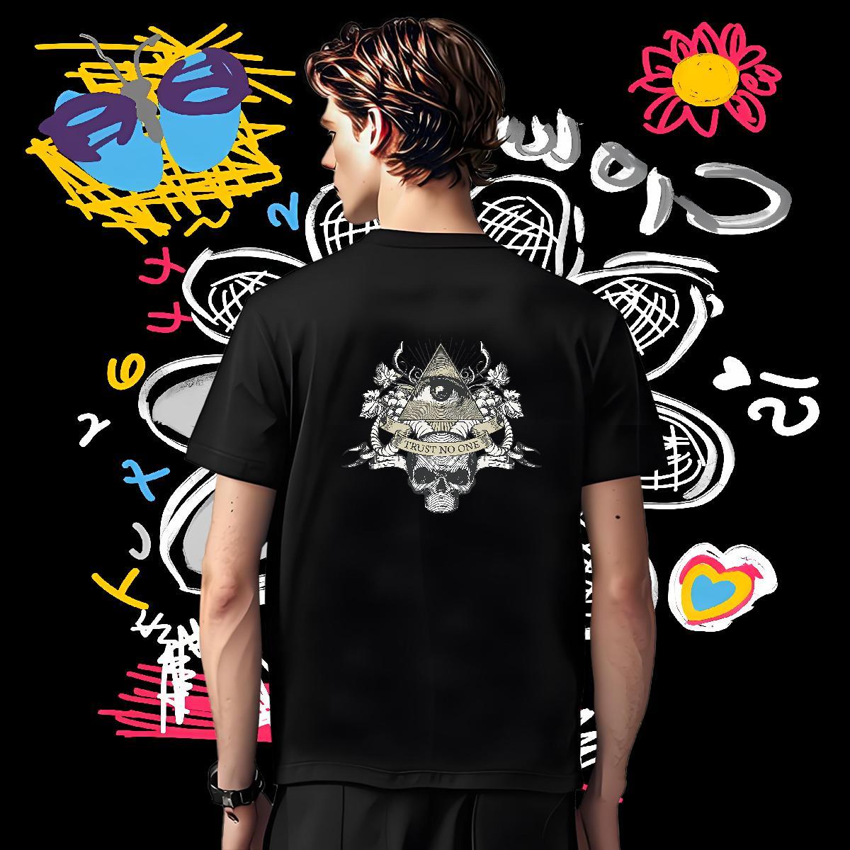 Designer Men T Shirts 230g Cotton eye of the devil Casual Beach DIY O Neck Short Sleeves Men Tees Fashion New Wear