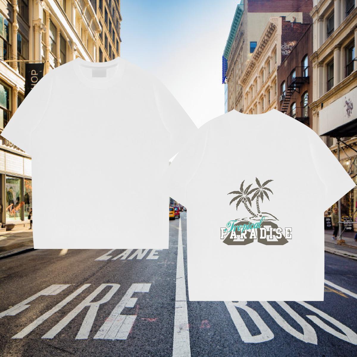 Unisex T Shirt For Man 230g Cotton tree Casual Daily Wear Custom Big Size Pure Cotton Men Clothes T-Shirt DIY Tees
