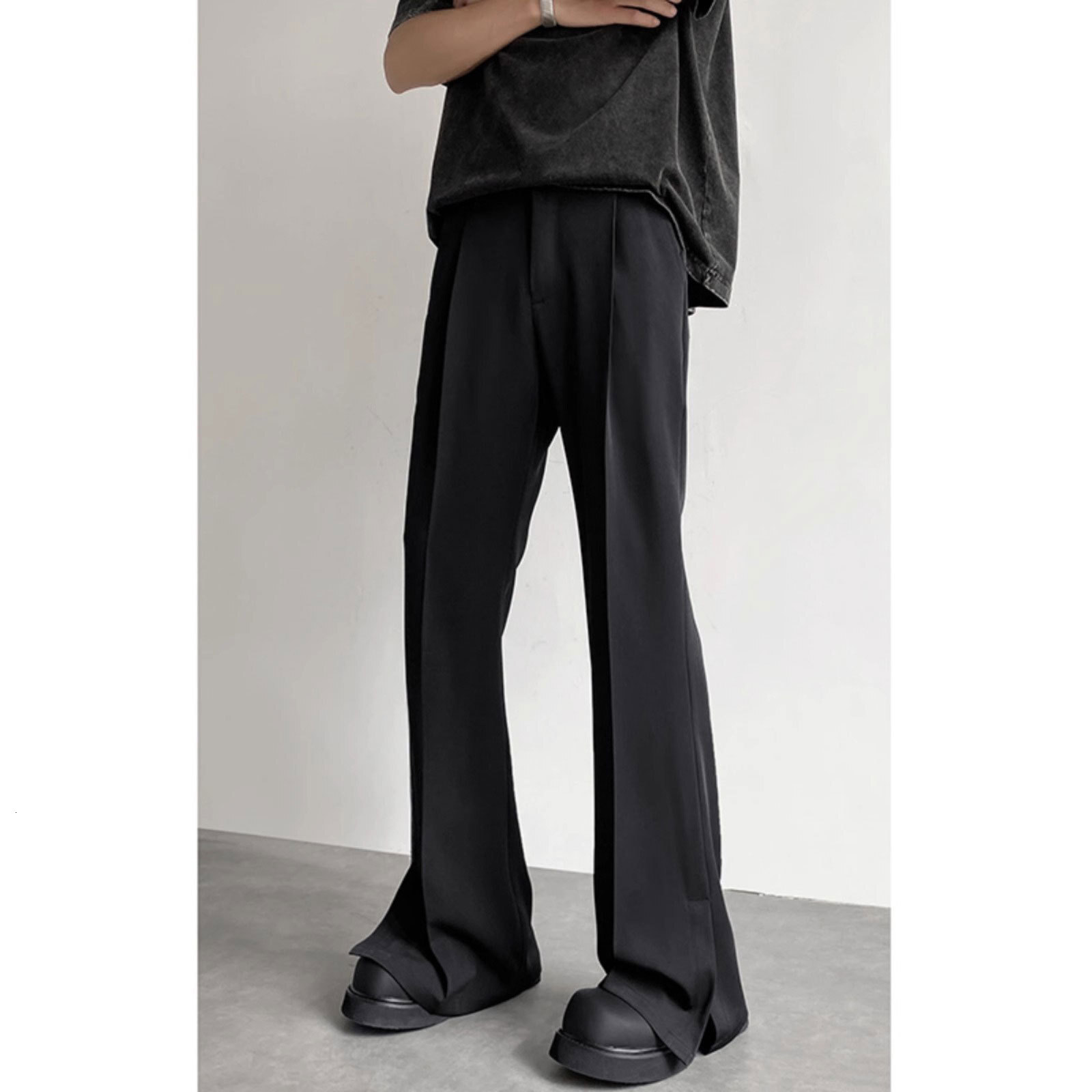 American Style Clean Fit High-end Sense Hanging Split Suit Pants Mens Spring and Autumn New Straight Leg Slightly Flared Trousers