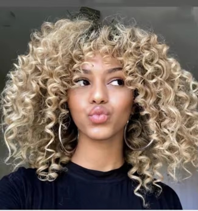 Brazilian Blonde 13x4 Human Hair Wigs With A Bang dark roots Ombre blond 613 virgin Hair Long Wigs With Bangs For Black Women