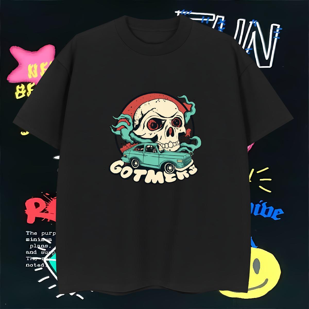 Classic T Shirt For Man 230g Cotton skull Daily Outfit Customized Print Pure Cotton Tshirt for Man Woman Designer Fashion Tshirts