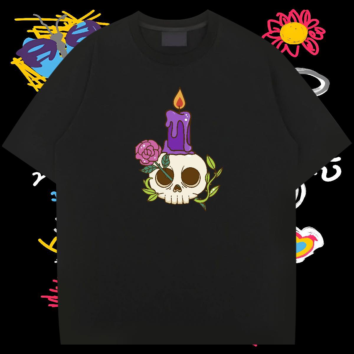 Wholesale T shirt 230g Pure Cotton skull Street Casual Custom Printing Breathable Men Tops Tees DIY Customized Tops Shirt