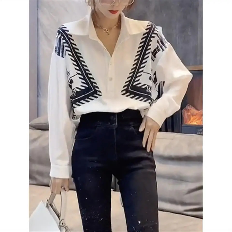 Spring Woman Clothes Long Sleeve Shirt Chic Ins Turn-down Collar Casual Korean Fashion Loose French Romantic Style Elegant Trend 240823