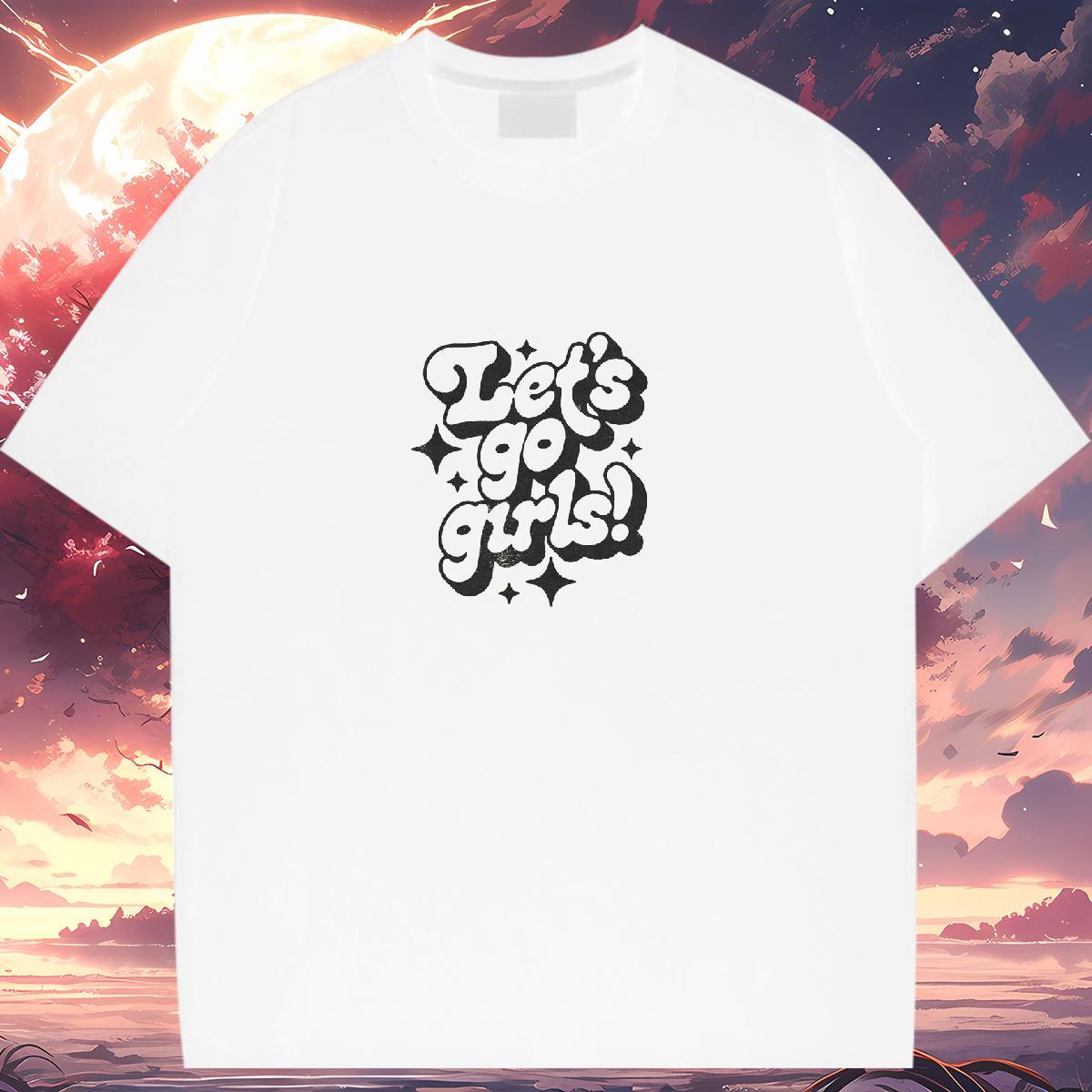 Nice Couples T Shirts 230g Cotton letter Sports Casual T-Shirts for Women Crew Neck White Plus Size Tees Shirts