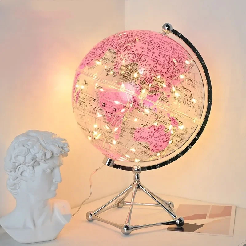 Flash LED World Light Transparent Rotating Earth Shop Decoration Childrens Room Gifts 240823