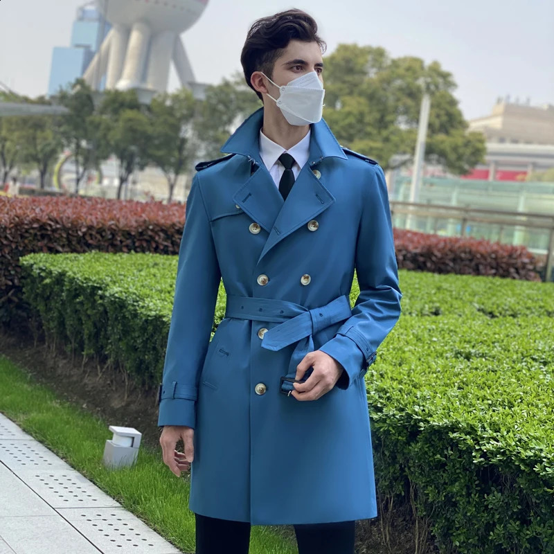 men long windbreaker black double breasted rainproof British gentleman Rain proof and breathabl thick trench coat for men 240822