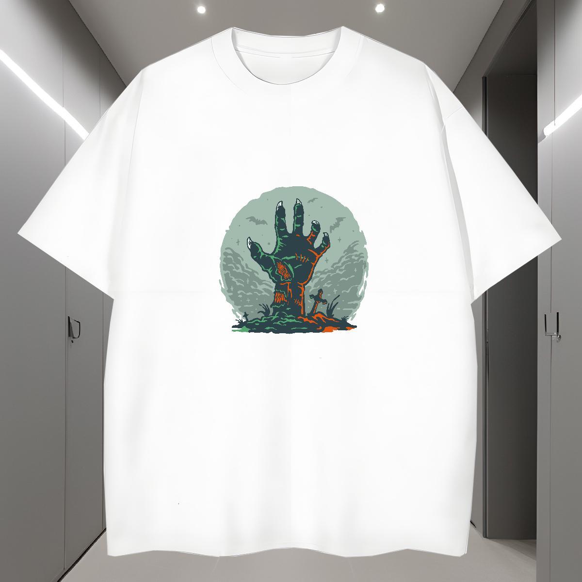 Loose Fit Men T Shirts 230g Cotton skull Anime Printing Street Plus Size Cartoon O Neck Short Sleeves Mens Tshirts 2024 Tees