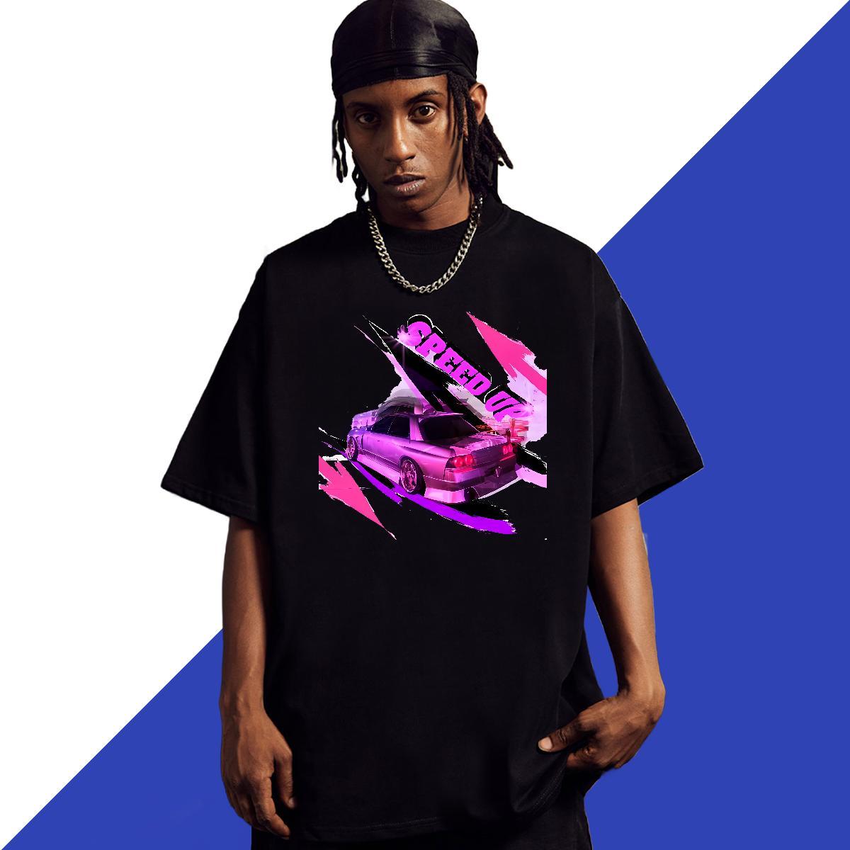 Brand Men T Shirts 230g Pure Cotton car Street Casual Plus Size Cartoon Breathable Crew Neck Men Clothes T-Shirt 2024 Summer Tee Shirt