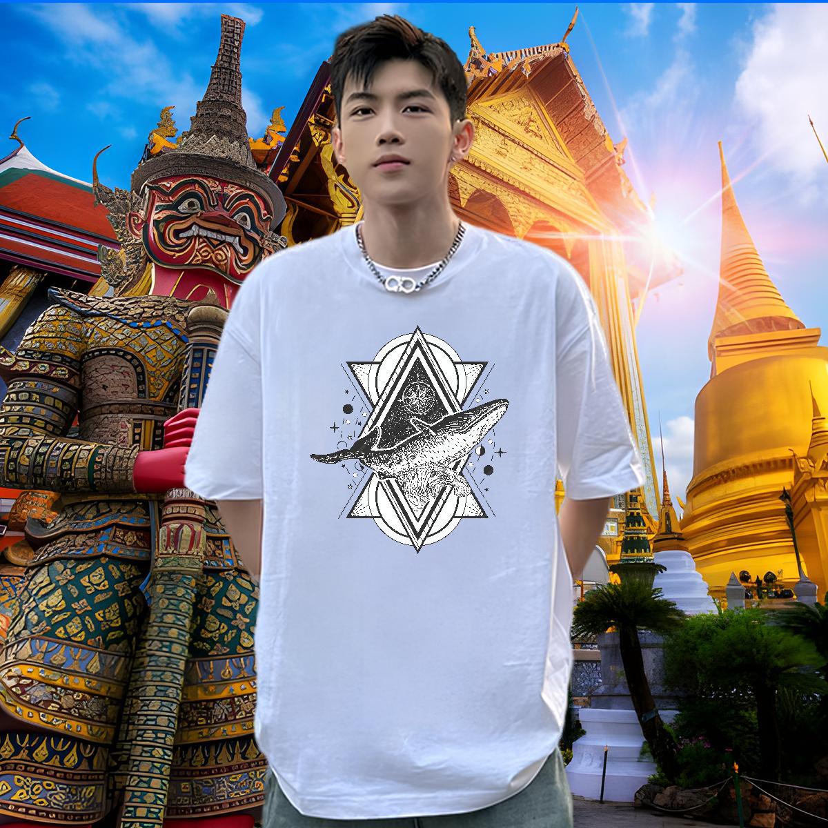 Popular Man T Shirts 230g Cotton shark Street Customized Short Sleeve Soft Tshirt for Man Woman 2024 Tees