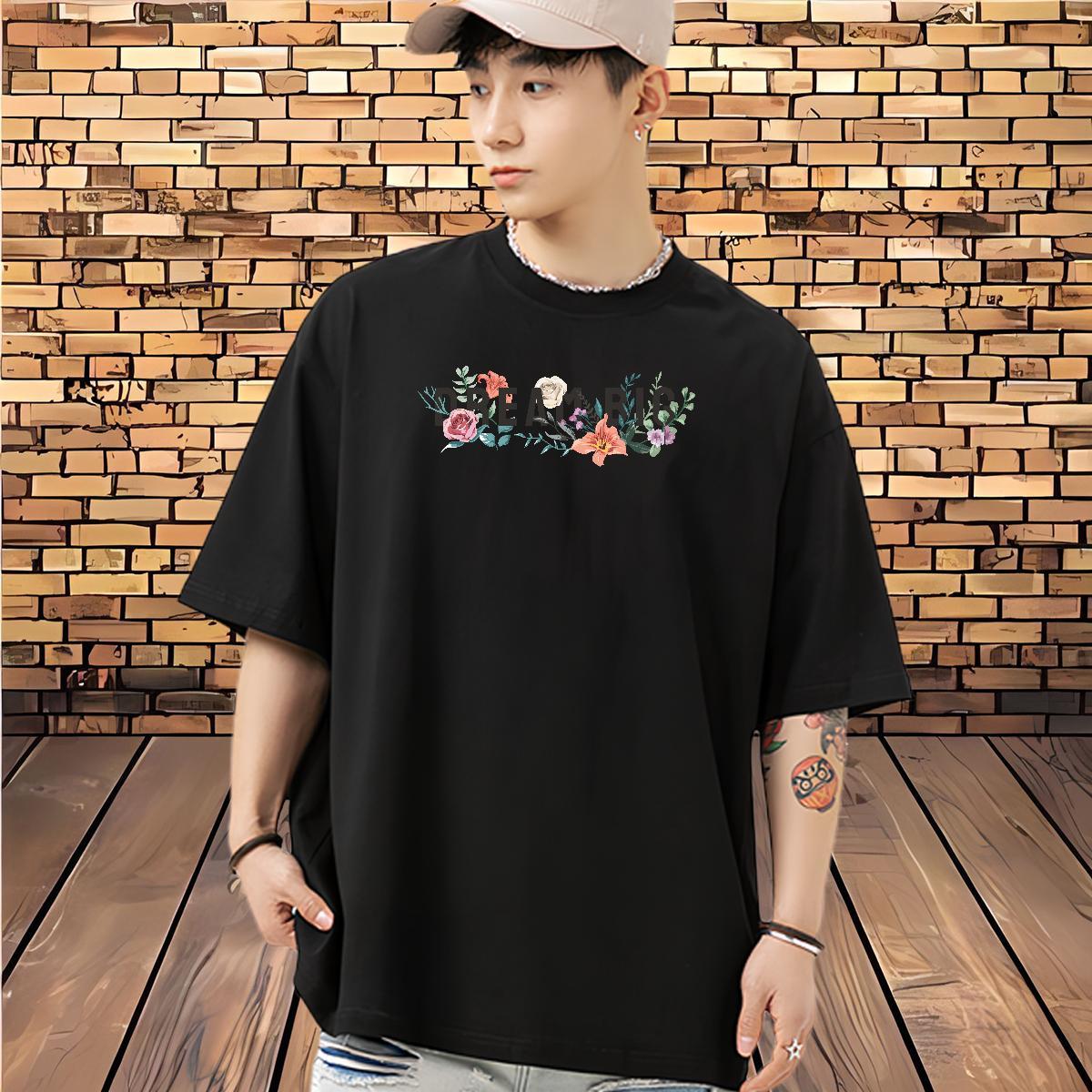 Cool Design T Shirt For Man 230g Pure Cotton letter Sports Casual Asian Size Short Sleeve O-Neck Couples T Shirts Fashion Casual Top Tees