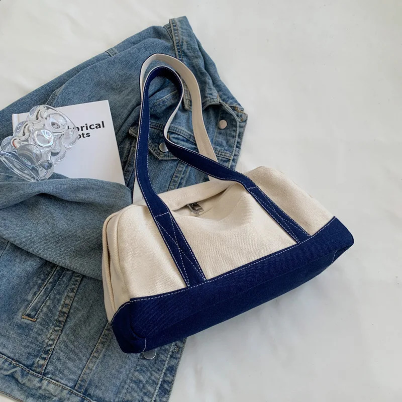 Japan Style Women Tote Bag Large Capacity Patchwork Female Canvas Single Shoulder Bag Casual Simple All-Matched Handbag 240822
