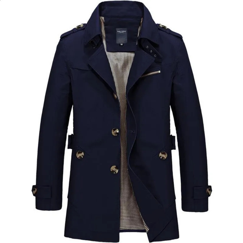 Mens Business Jacket Fashion Autumn Men Long Cotton Windbreaker Jackets Overcoat Male Casual Winter Trench Outwear Coat 240822