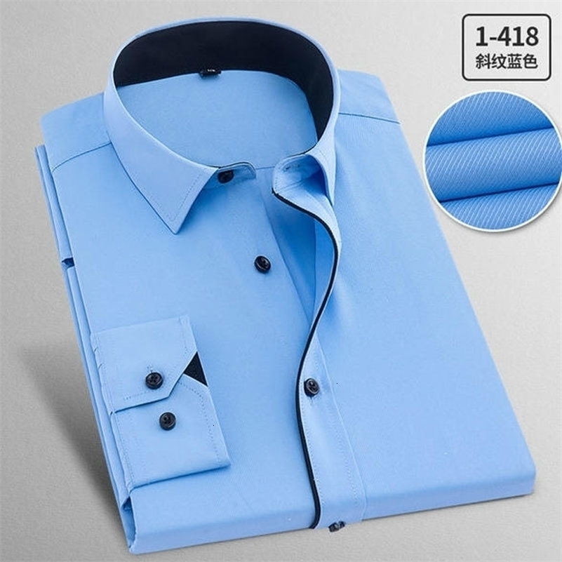 7XL 8XL Mens long-sleeved shirt Spring summer cotton plus-size business casual high-quality workwear wear fashion 240822