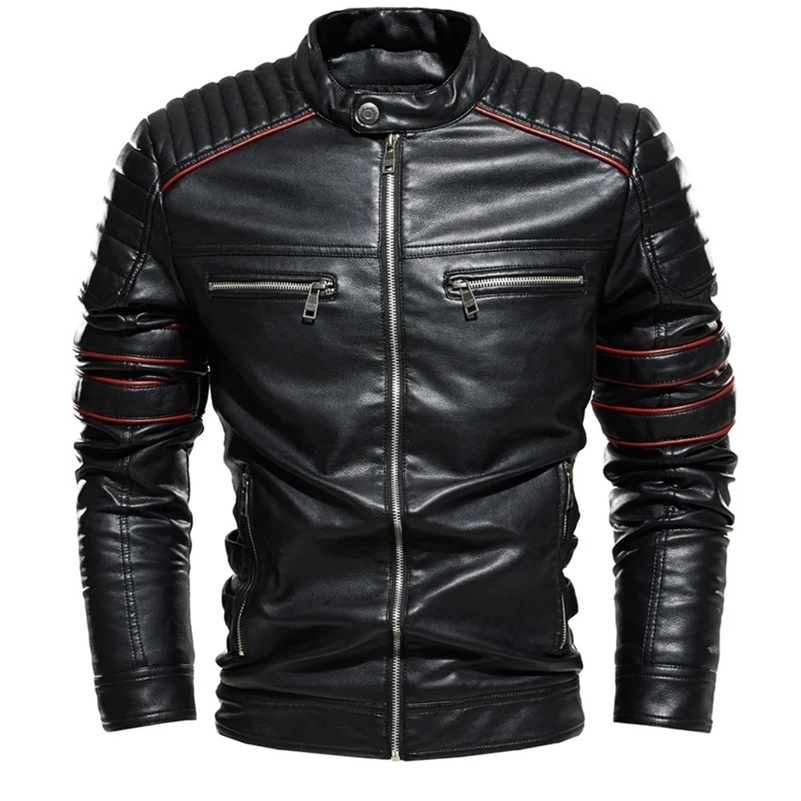 Leather Jacket Streetwear Biker Coat Slim Fit Autumn Winter Coat Men Fur Lined Men Motorcycle Jacket Fashion Men Jacket 240822