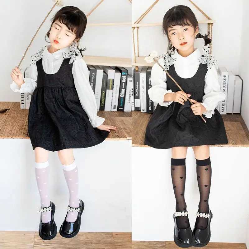 Korean girl JK silk socks fashionable heart-shaped bow childrens calf socks summer JK thin soft breathable childrens socks X2503221