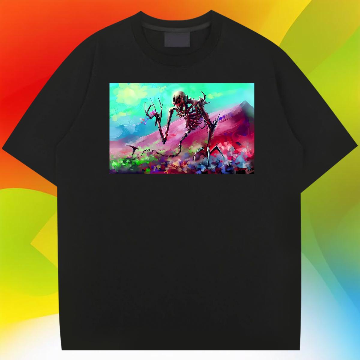 TOP Quality T Shirts Men 100% Cotton 230g mountain Daily Wear Cartoon Printing L-4XL Breathable Short Sleeve Men Tops Tees Fashion Designer Tshirts