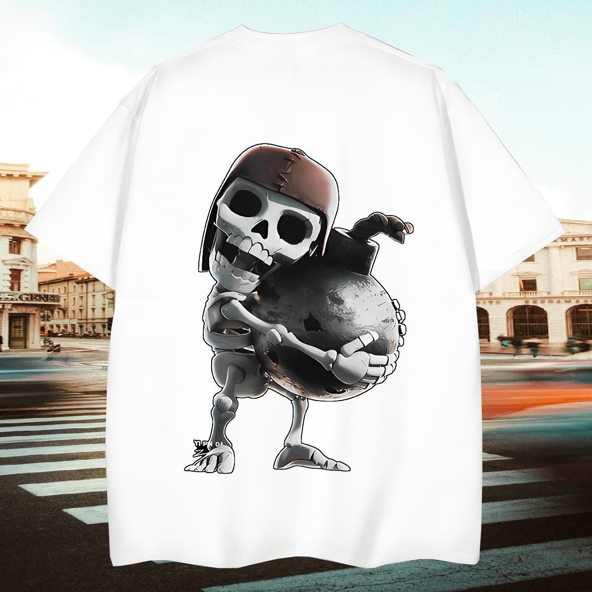 Cool T-Shirts 230g Pure Cotton skull Outdoor Asian Size Short Sleeve Soft Men Tshirts Factory Direct Tops
