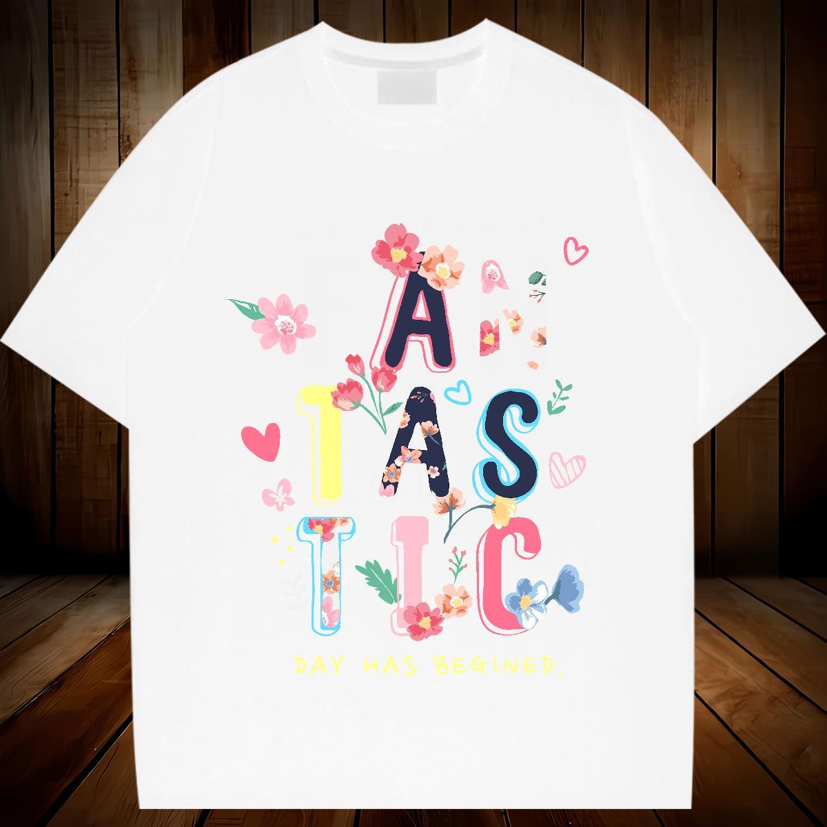 Soft Lady T shirt 230g 100% Cotton letter Outdoor T-Shirts Breathable Crew Neck Custom Cartoon Wear
