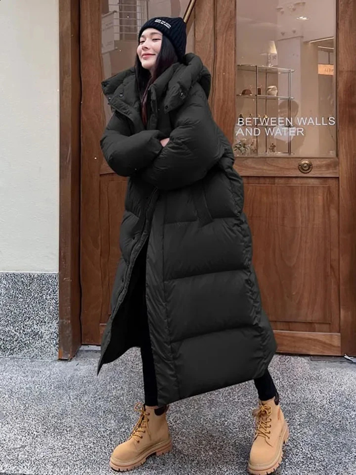 Warm winter pink hooded long womens Parkas Chaqueta thick cotton pad windproof Parcas coat casual loose chiffon Jaquetas 240822