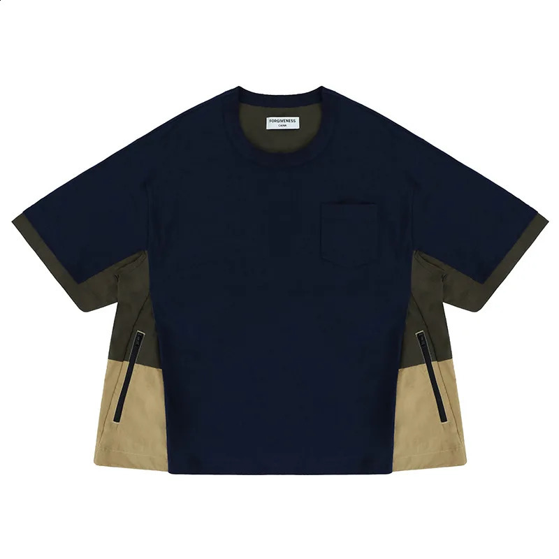 Side stitching color bump hem drawstring plus two layers of shortsleeved shirt profile 240822