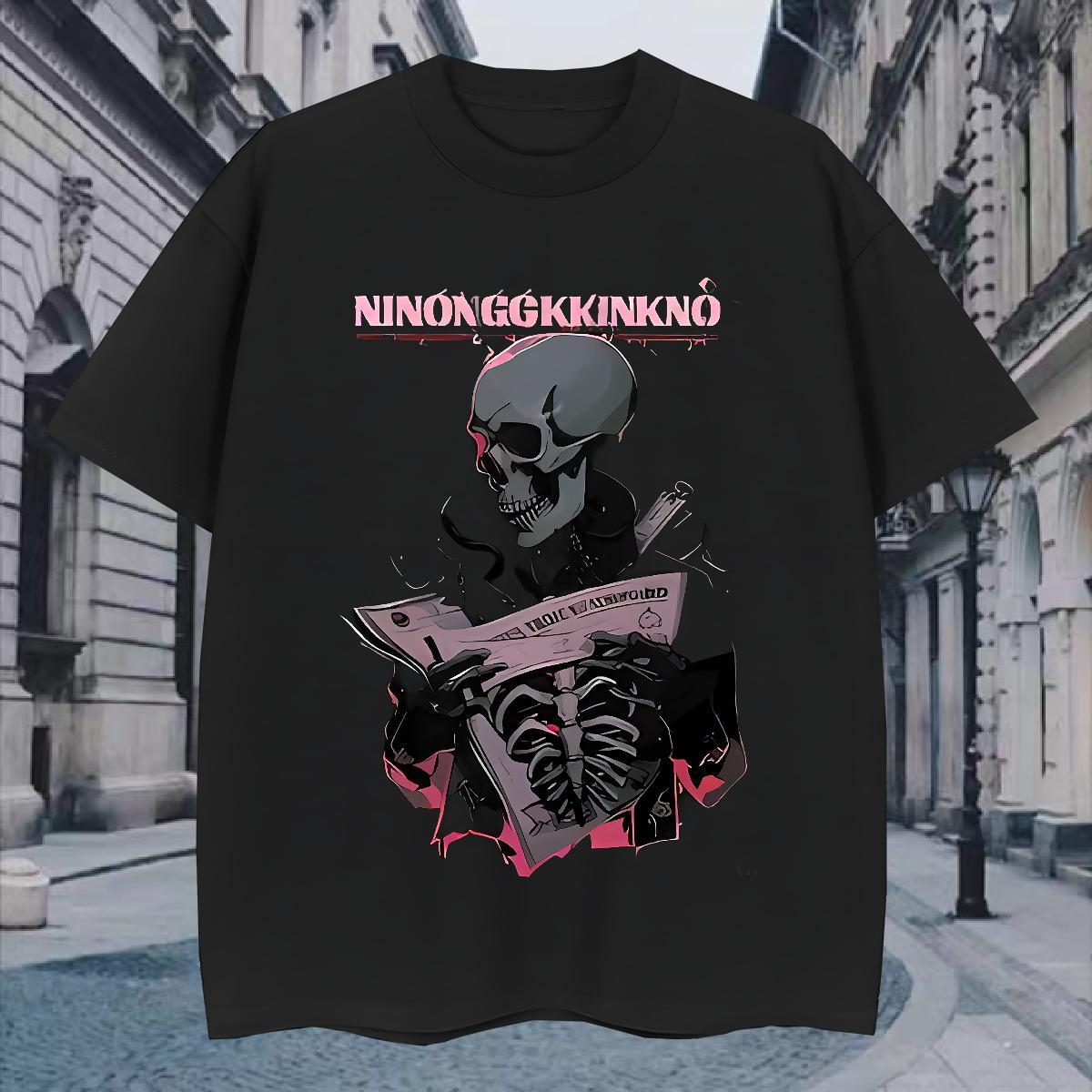 Loose T-Shirts for Men 230g Cotton skull Casual Beach DIY Crew Neck Tshirt for Man Woman Designer Tops Tees