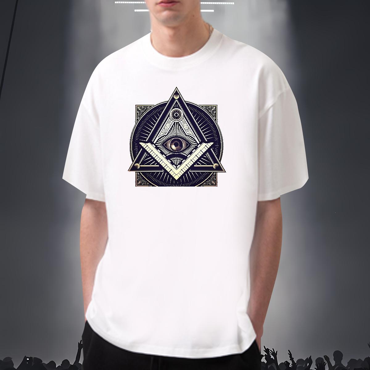 TOP Quality T shirt 230g 100% Cotton eye of the devil Casual Black White Breathable Short Sleeve Men Tees Designer Clothes