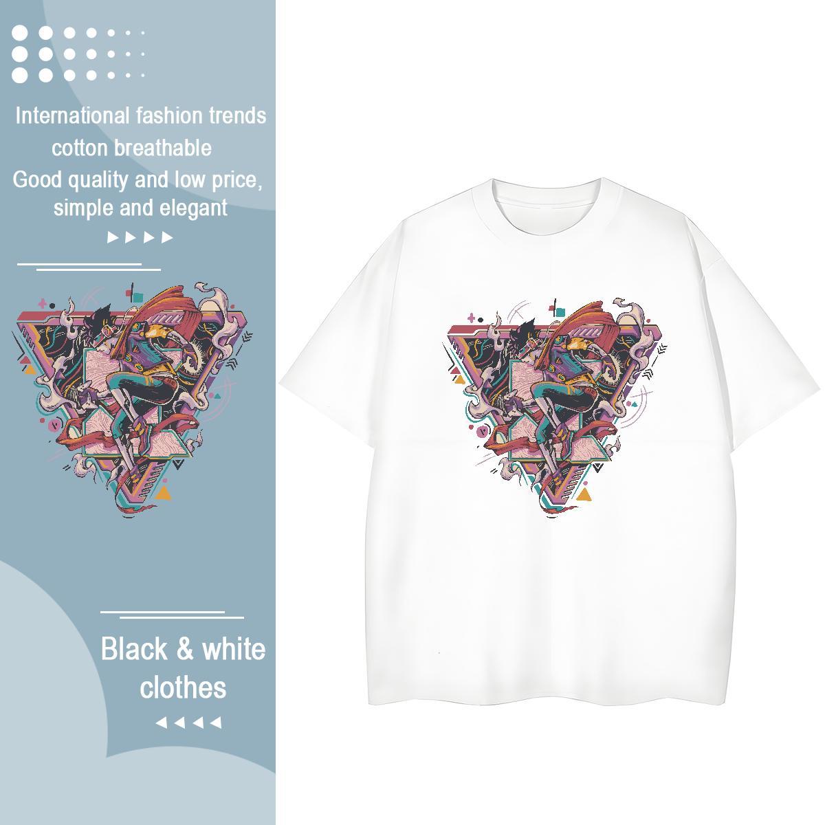 Comfortable Lady T shirt 230g 100% Cotton painting Casual T Shirts Women Breathable Custom Cartoon Tops Tees