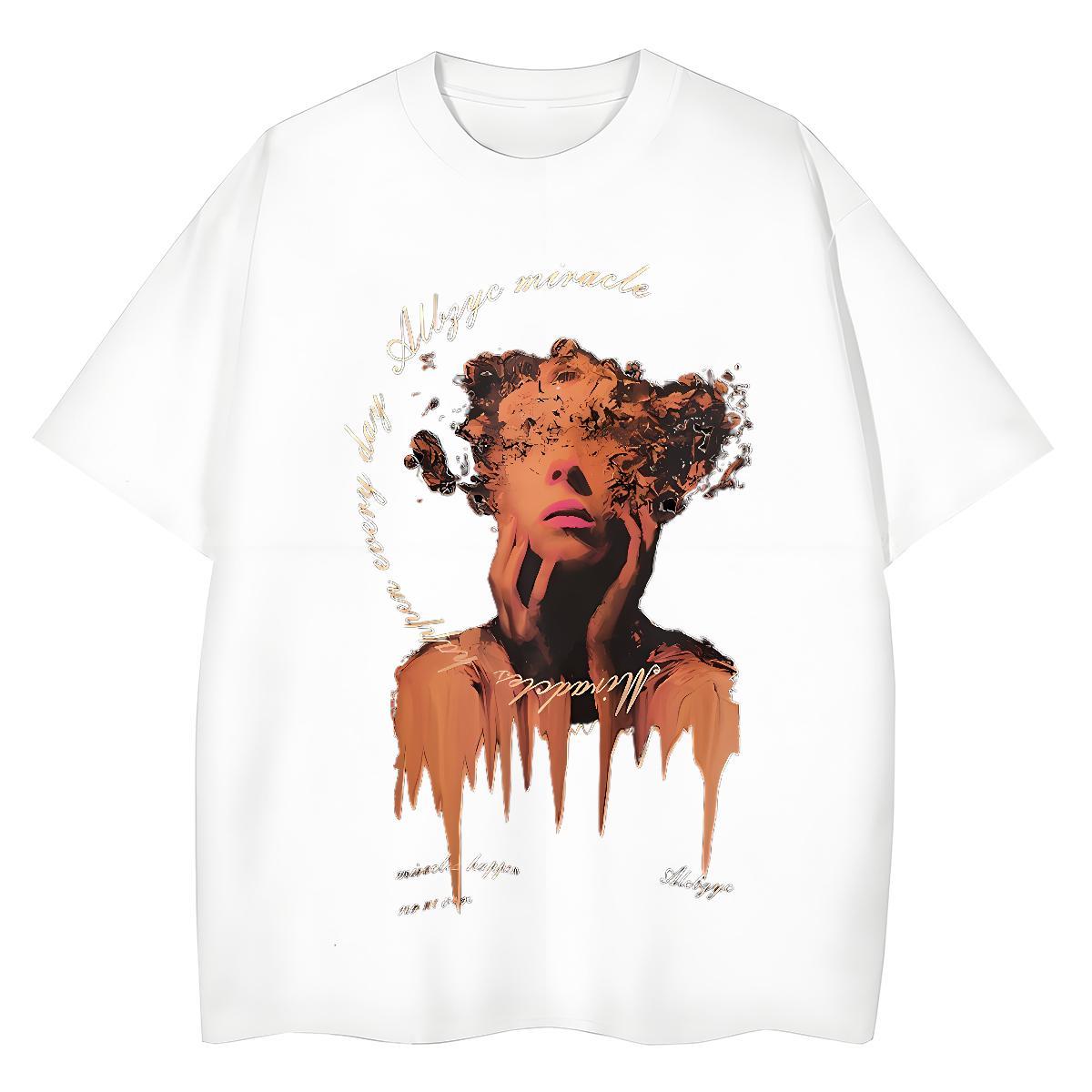 Unisex Tshirt for Man Woman 230g Cotton Terror Hip Hop Womens T Shirts Short Sleeve O-Neck DIY Anime Tops Tees