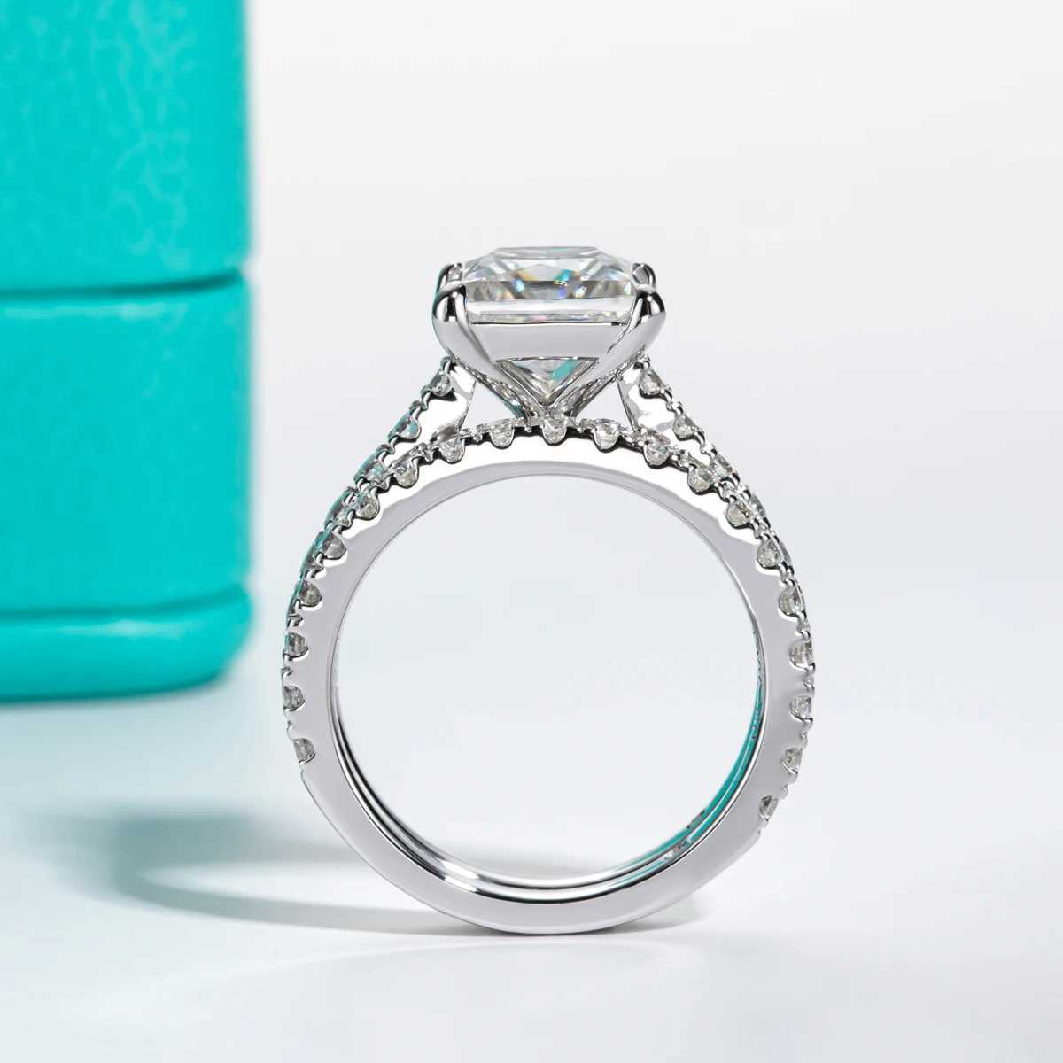 AnuJewel 3ct Princess Cut D Color Moissanite Engagement Ring Bridal Sets 925 Sterling Silver Wedding Band Ring Customs Jewelry