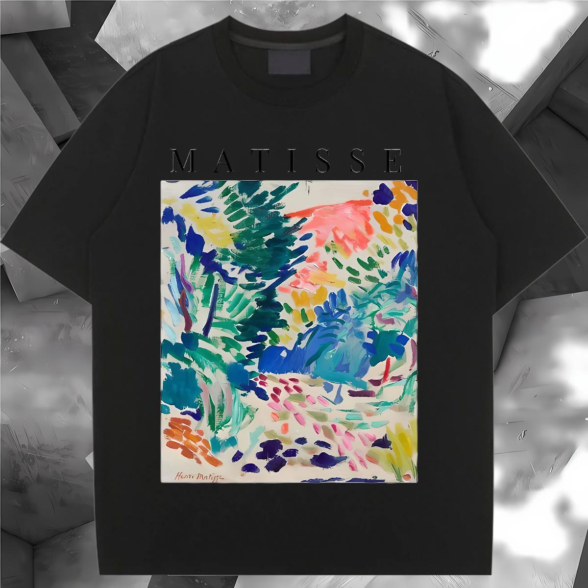 5A Couples T Shirts 230g 100% Cotton painting Daily Outfit T shirt Round Neck Short Sleeve Black White Polos