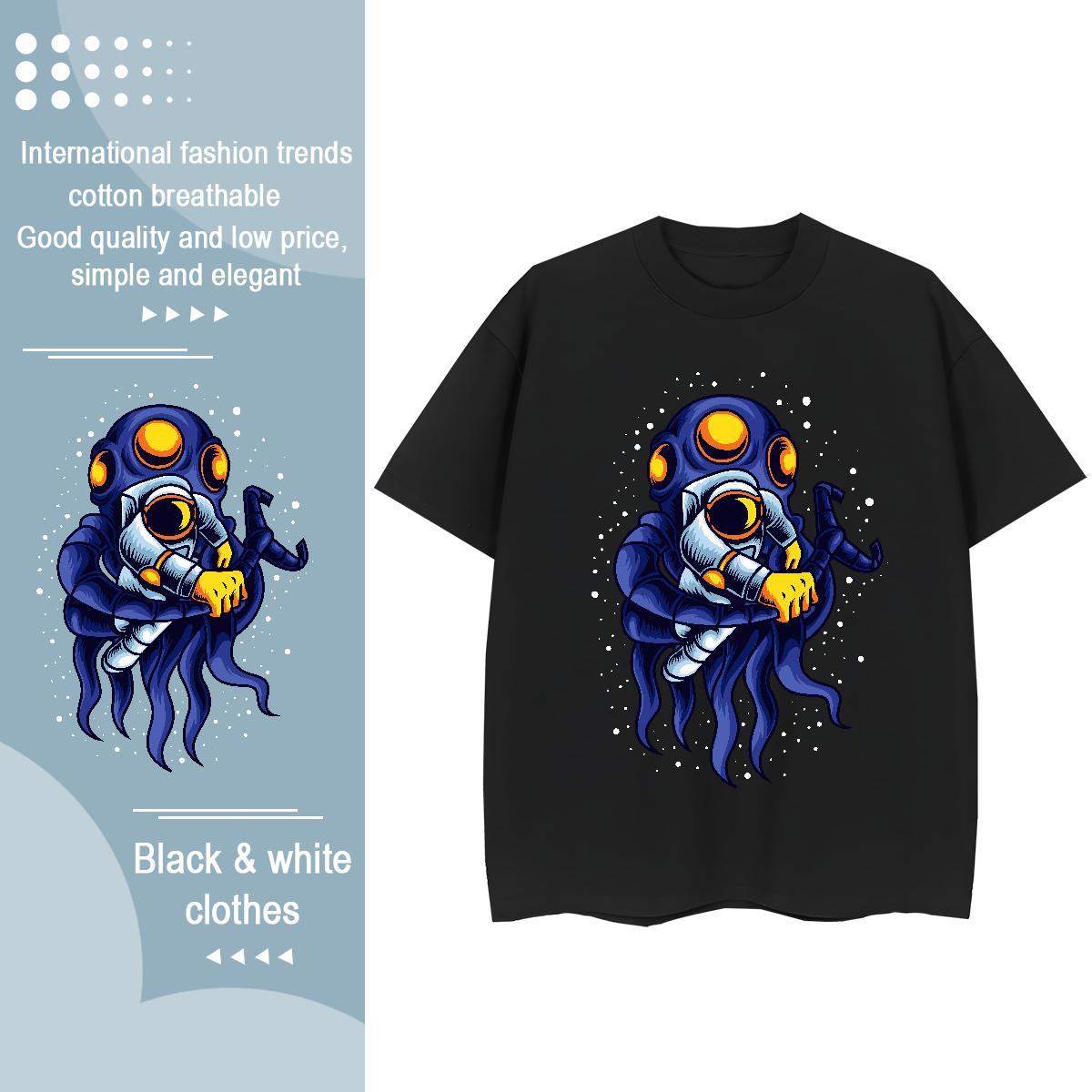 High quality Woman Tshirt 230g Cotton cosmonaut Hip Hop Woman T Shirts Crew Neck Breathable Custom Printing Tees