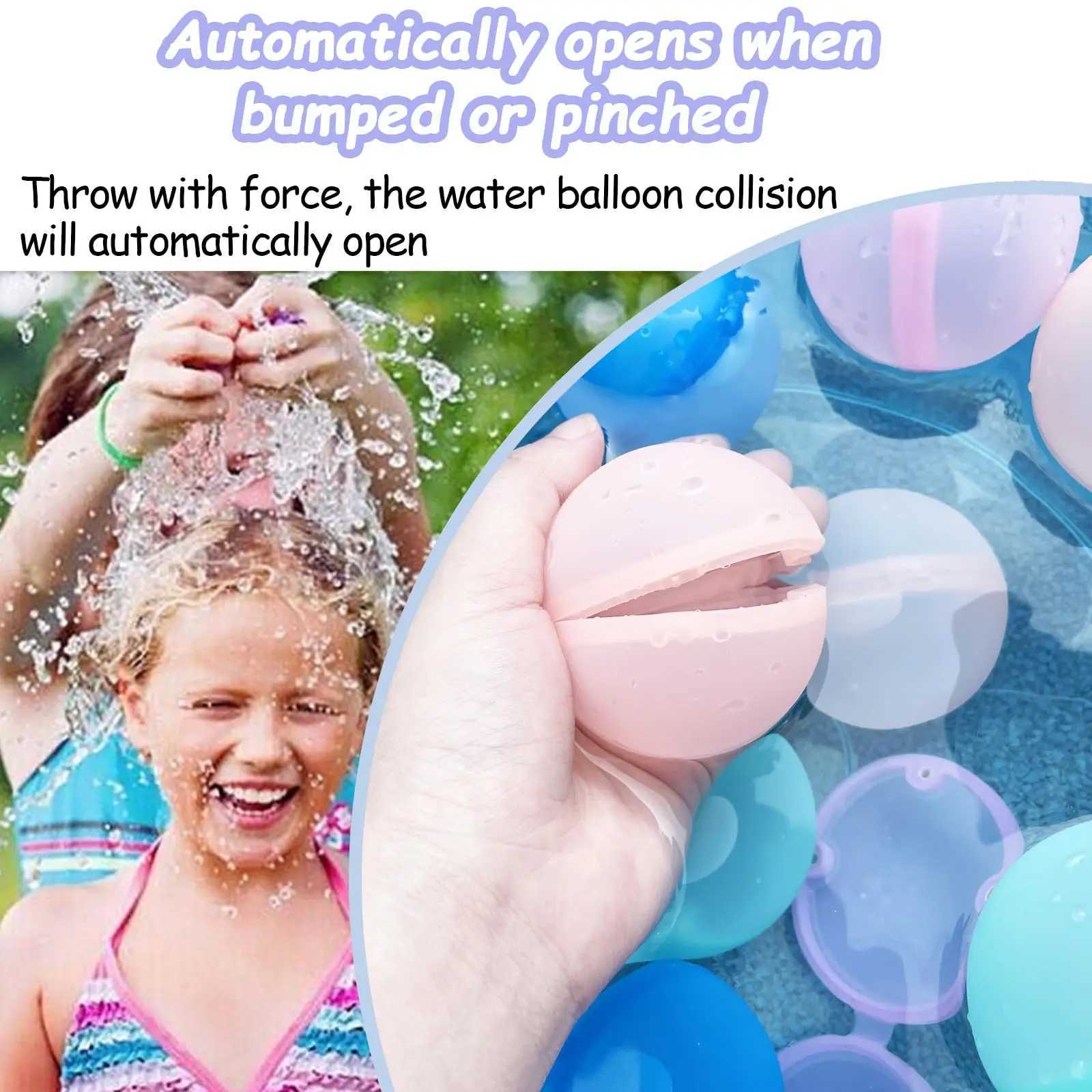 24Pcs Water Balloon ReusableWater Ball Toys for KidSoft Silicone Water Balloon Quick FillKid Adult Water Game Summer PartyY240823