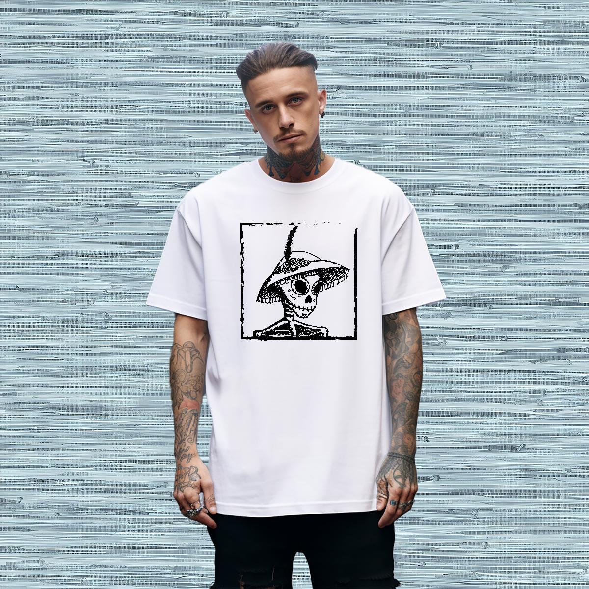 Soft T shirt 230g 100% Cotton skull Daily Outfit DIY Anime Breathable Men Clothes T-Shirt 2024 Summer Polos