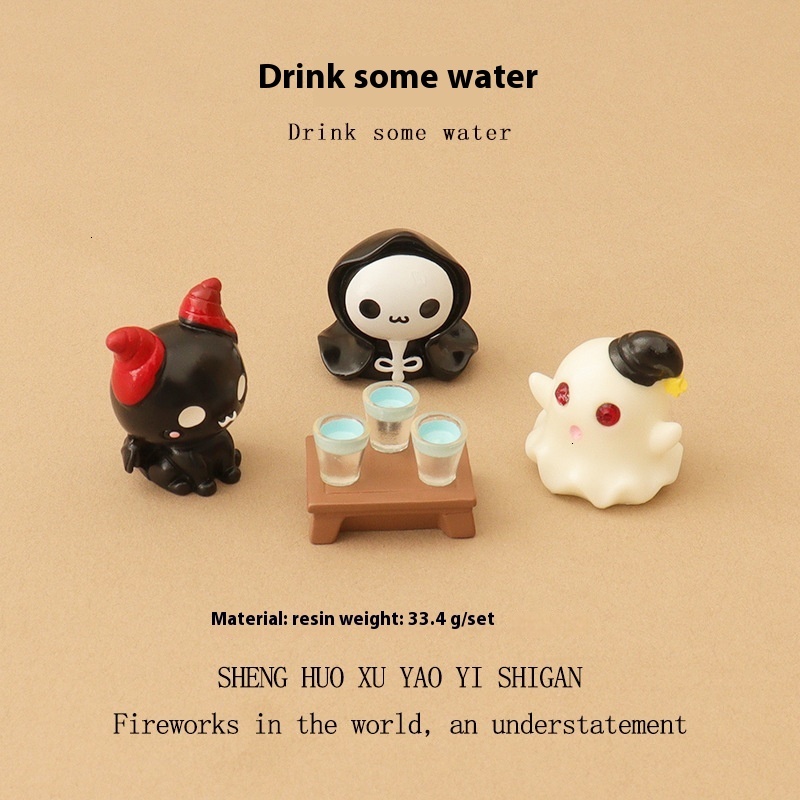 Adorable Ins Mini Halloween Ornaments - Unique Ghost-themed Table Top Decoration Kits