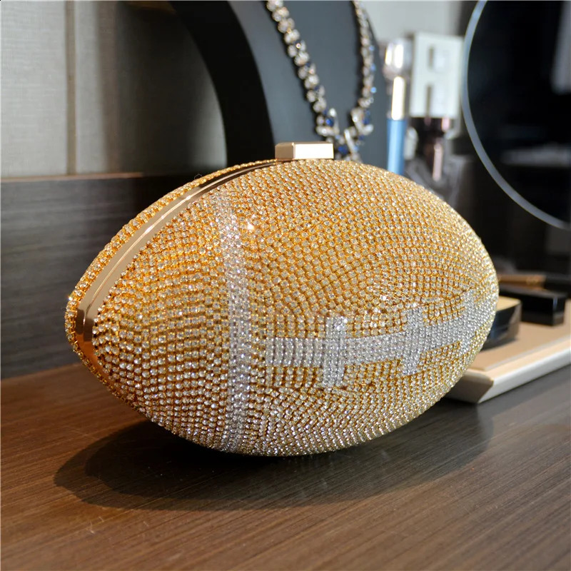 DHXJ XIYUAN Dia Evening Clutch Purse Bag Bridal Bling Football Shape Handbag Trendy Fashion One-shoulder Lady Rhinestone Bags 240823