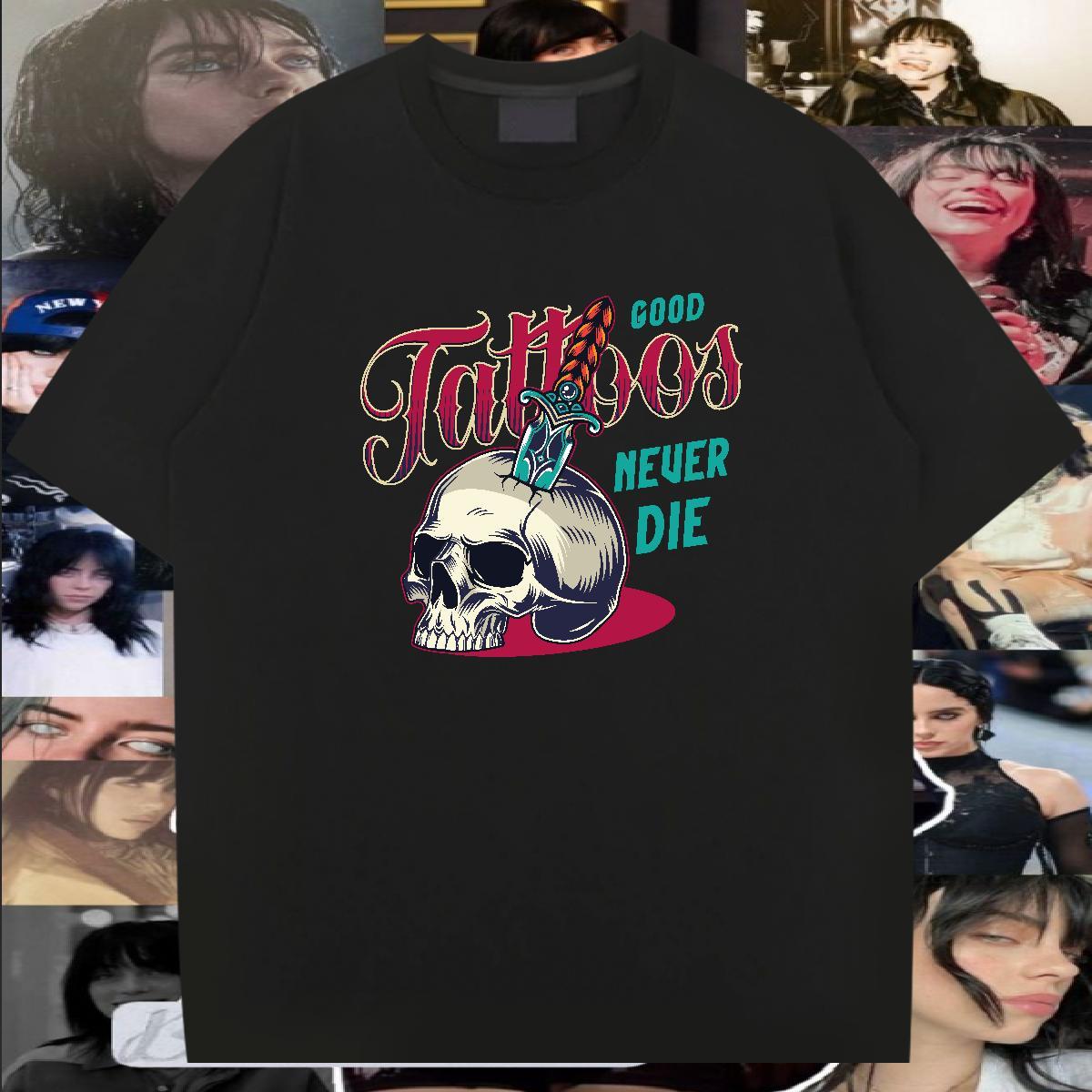 Loose T-Shirts for Men 230g 100% Cotton skull Anime Printing Street Custom Cartoon Breathable Short Sleeve Men Clothes T-Shirt DIY Customized Tee Shir