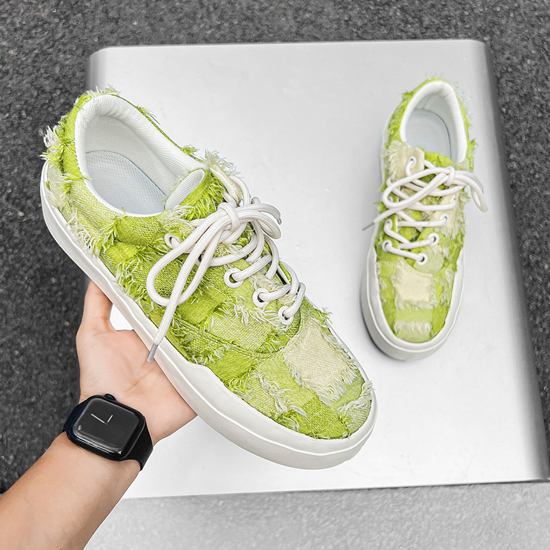 Ddmysports Guozi Same Style New Wind Andmade Ragged Edge Small Fragrant Flower Classic Canvas Men S Couple Board Shoes X OUTDOOR
