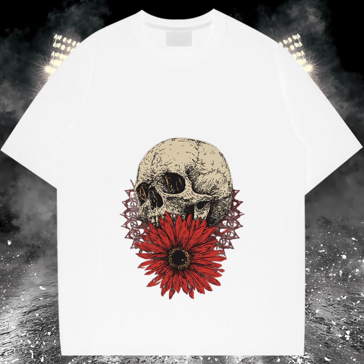 Soft T Shirt For Man 230g Cotton skull Sports Casual Custom Cartoon Pure Cotton Mens Tshirts Fashion Tee Shirt