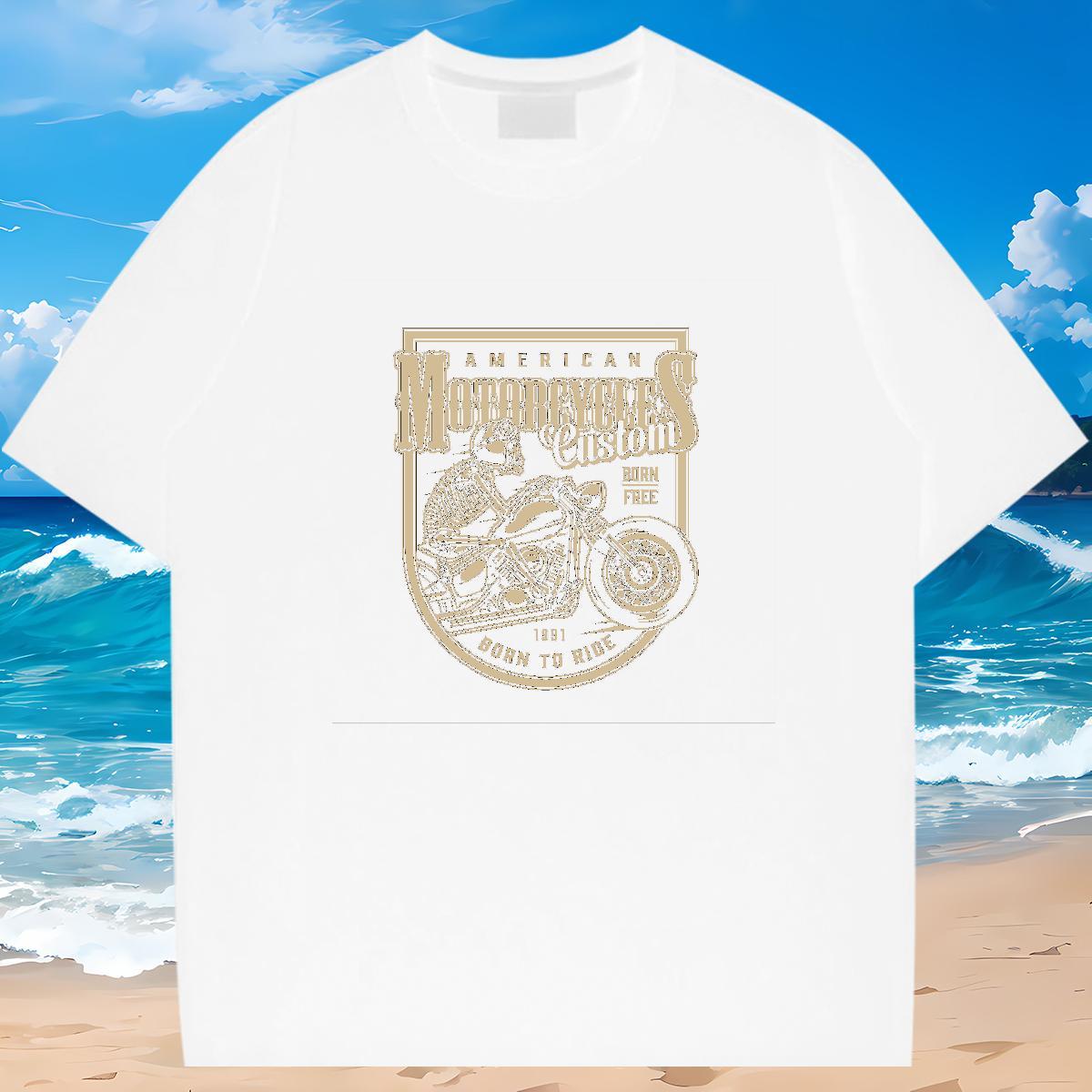 Classic T shirt 230g Cotton skull Outdoor Plus Size Cartoon Breathable Crew Neck Mens Tshirts New Arrival Tops Tees