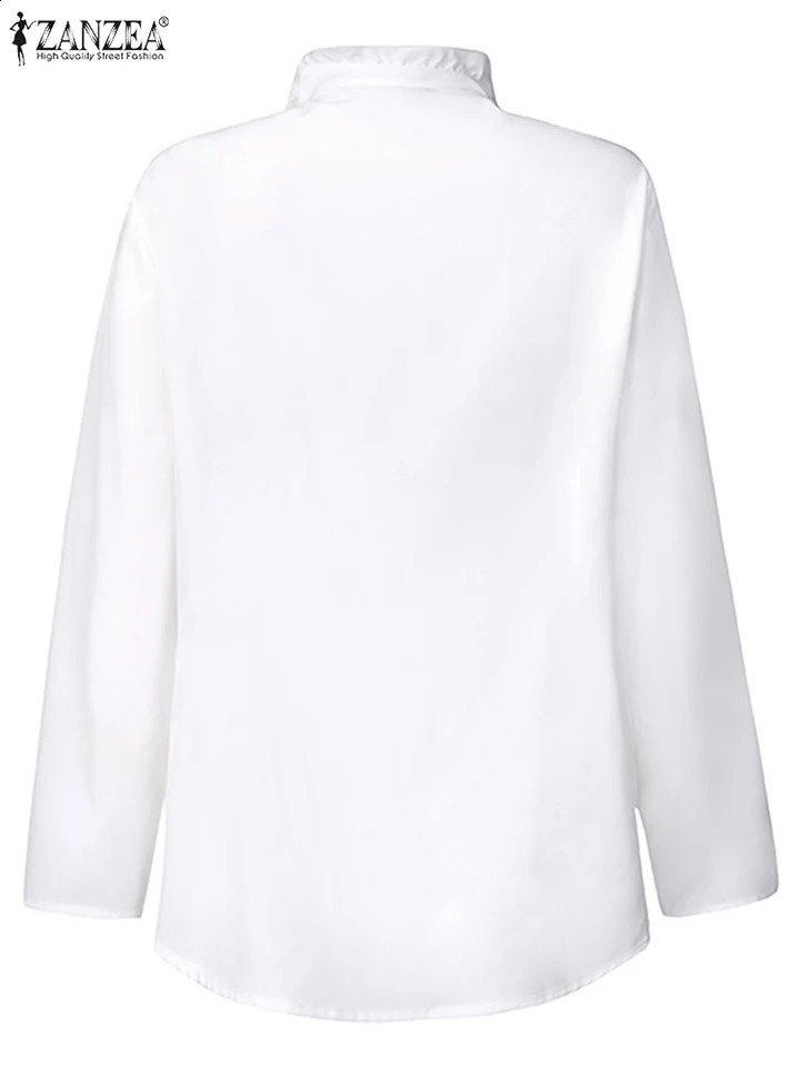 ZANZEA Elegant Women Blouse Ruffles Tops Fashion Long Sleeve Shirts Flounce Blusas Stylish OL Work Shirt Female White Blouses 240823