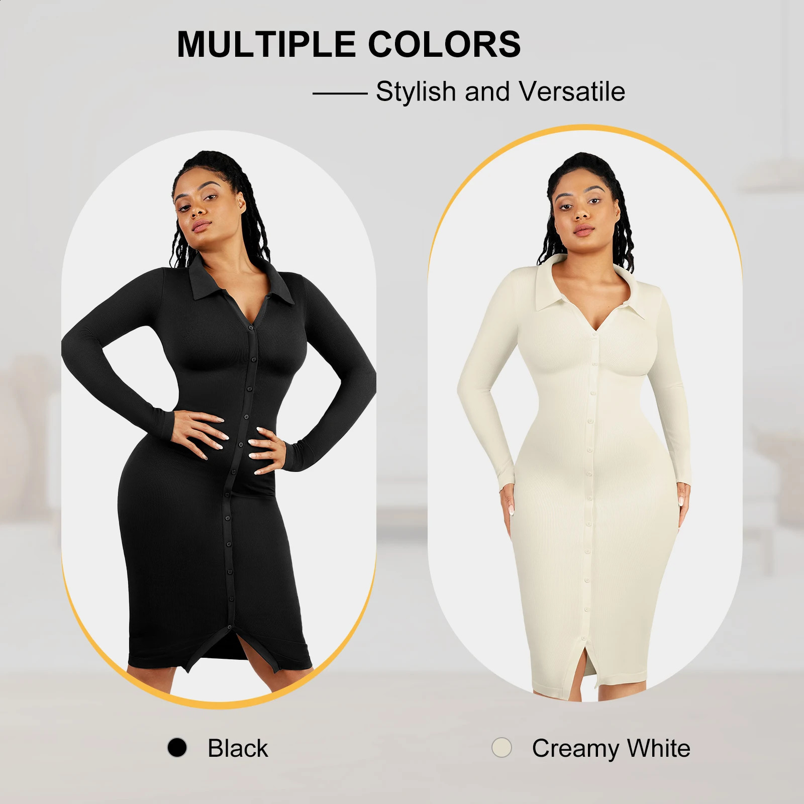 Hexin Shapwear Dress Long Sleeve Built In Bra For Women Seamless Tummy Control Push Up Thigh Slimmer Abdomen Shaper 240823