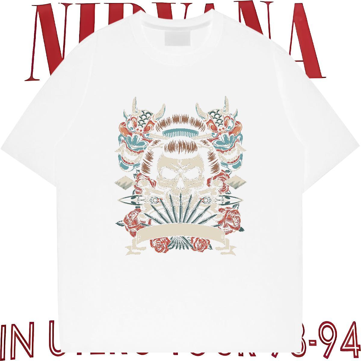 Unisex T-Shirts for Men 230g Pure Cotton skull Casual Beach DIY Printed Breathable Short Sleeve Couples T Shirts Customized Tee Shirt