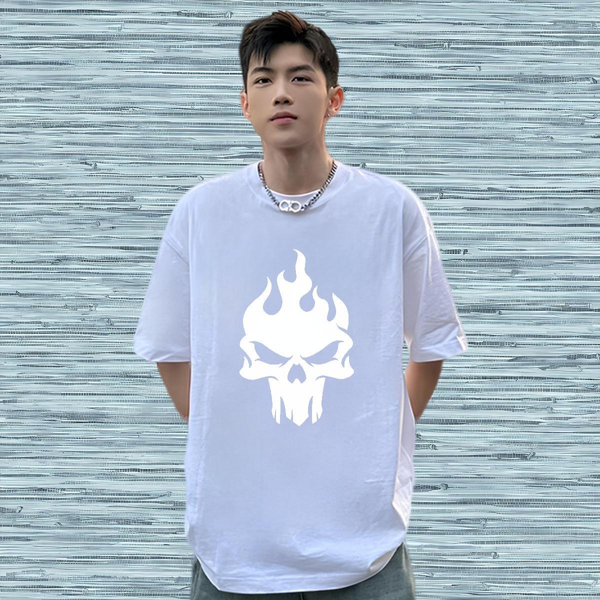 Popular T shirt 100% Cotton 230g skull Sports Casual DIY Pure Cotton Mens Tshirts Designer Tees