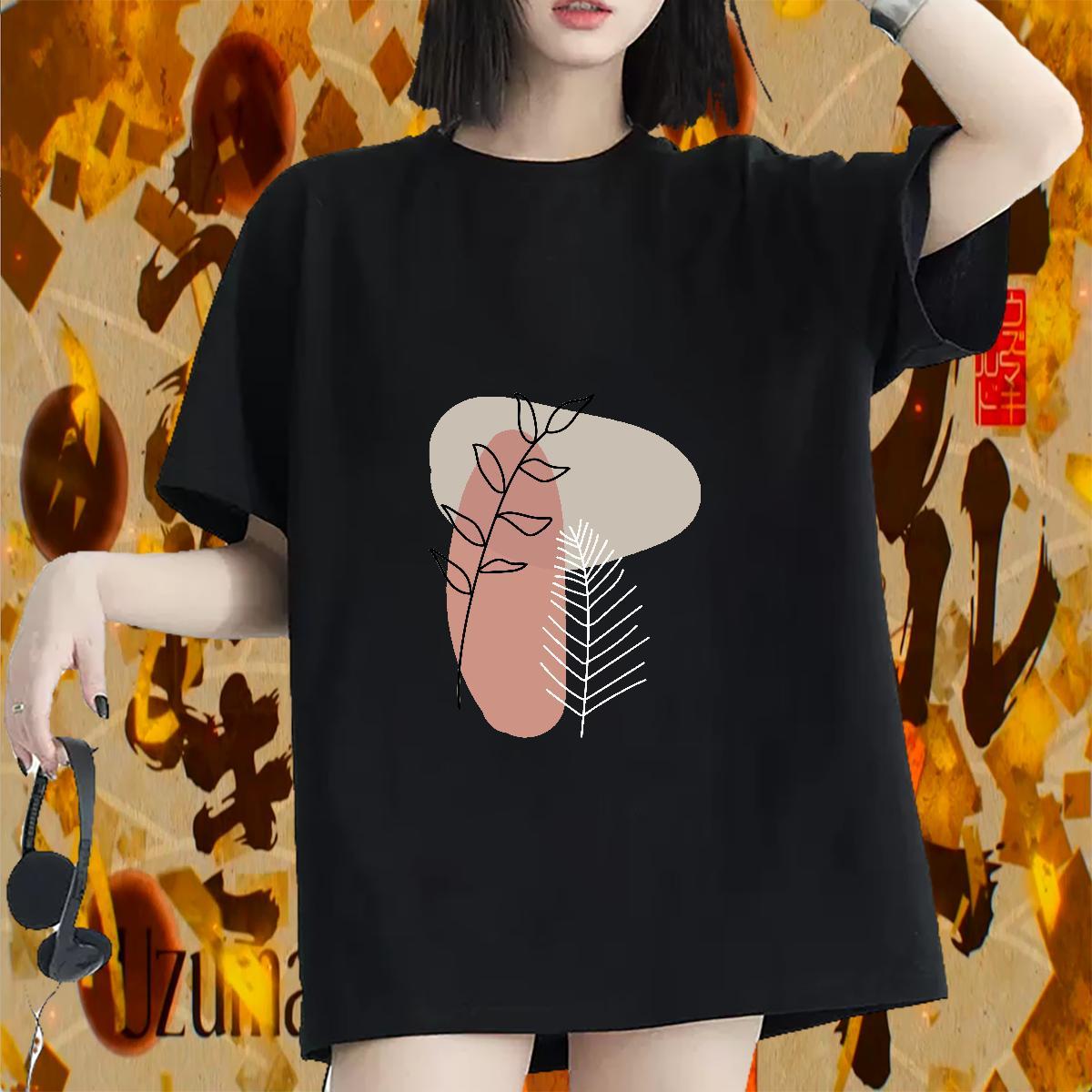 Designer Women Tshirts 100% Cotton 230g painting Street T-Shirts for Women Breathable Short Sleeve DIY Anime Printed Tees Shirts