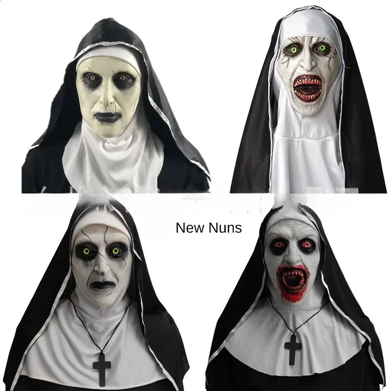 Magic Nun 2 Mask Halloween Makeup Ghost Face Terror Latex COSPLAY Womens Wear w240824
